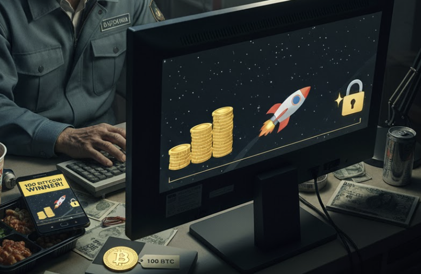 ⚠️「100 ビットコイン当選」という甘い罠